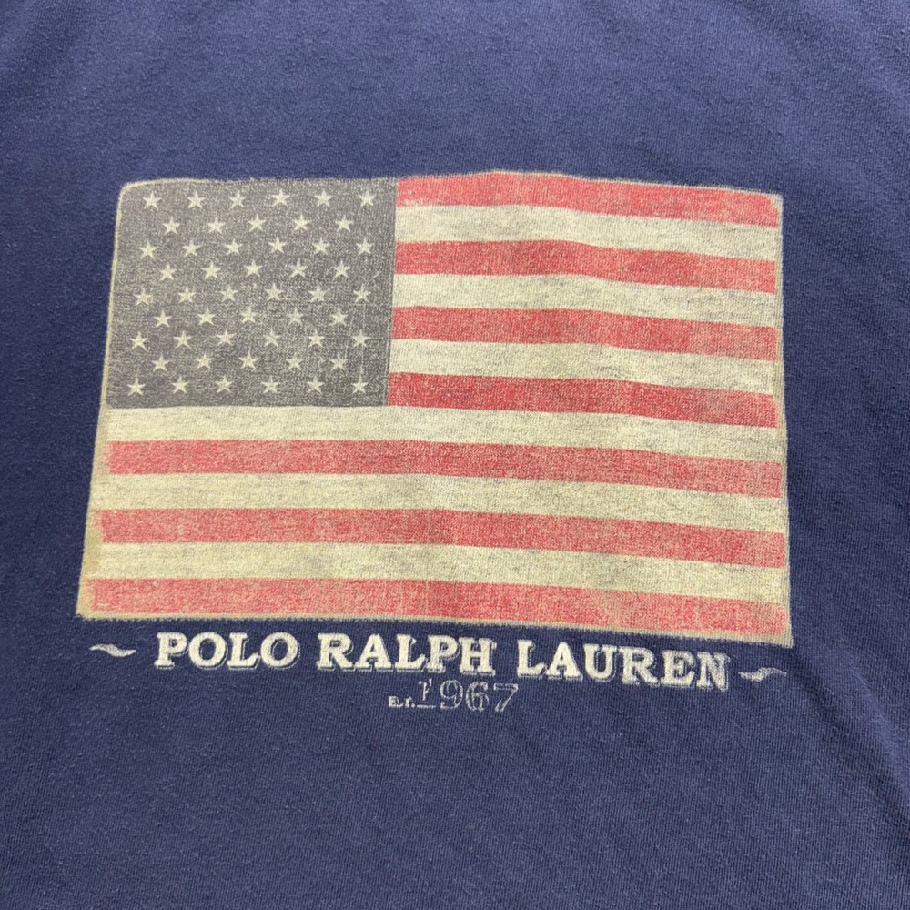 Polo Ralph Lauren Mens XL Navy Blue American Flag Graphic T-Shirt Est 1967 - Picture 4 of 7